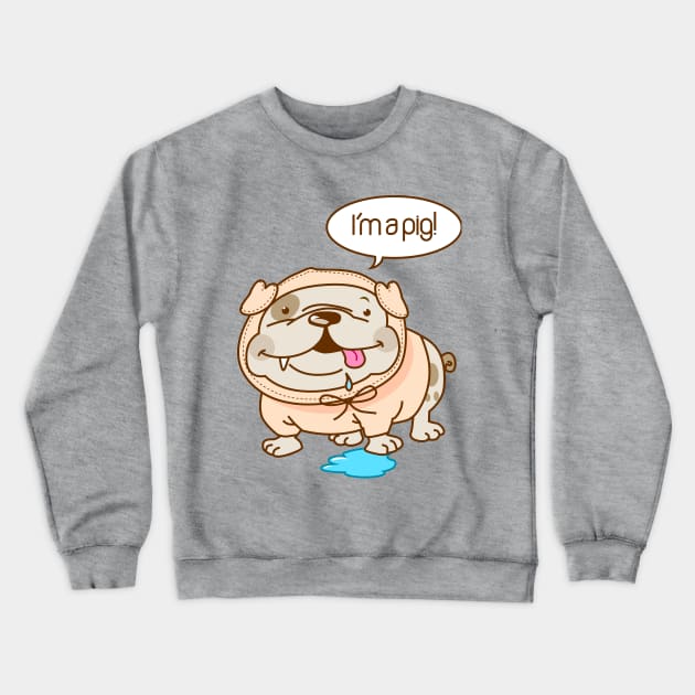 Bulldog - pig Crewneck Sweatshirt by ilaamen